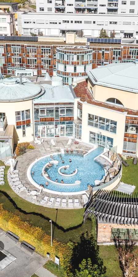 Flight view of the entire facility of Bogn Engiadina Scuol