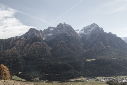 View of the Lower Engadine mountains in autumn View of the Lower Engadine mountains in autumn